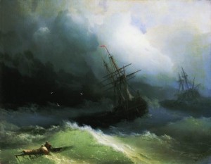 Корабли в бушующем море