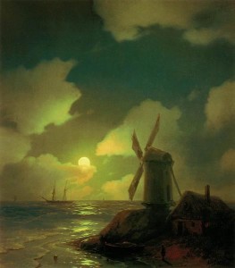 Мельница на берегу моря