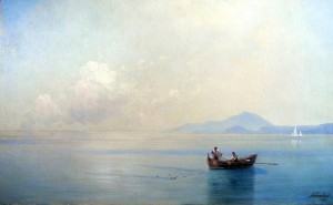 Штиль морской пейзаж с рыбаками