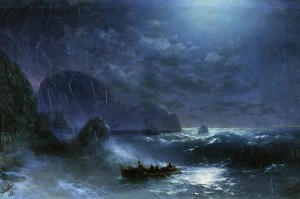 Буря на море ночью