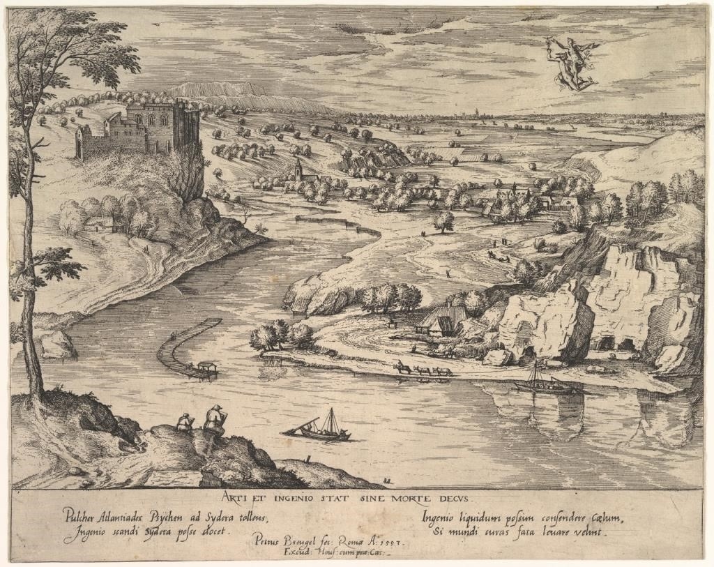 Речной пейзаж с Меркурием, похищающим Психею (ок.1595) (27.2 х 34)