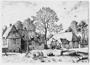 Гравюра 5. Вид с таверной и колодцем (140 х 195) (офорт)