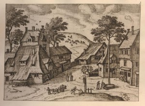 Гравюра 3. Вид фламандского села с жителями и стадом овец вдали (143 х 199) (офорт)