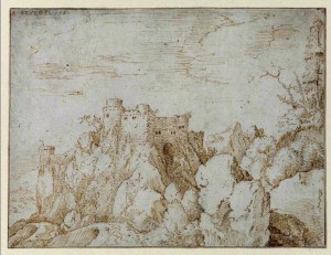 Горный пейзаж с замком (1564) (14.5 х 19.2) (Лондон, институт Курто)