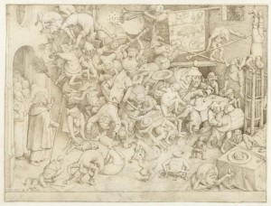 22.1.Рисунок. Падение мага Гермогена по молитве св.Иакова (1564) (23.3 х 29.6) (Амстердам, Гос. музей)