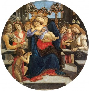 70.2.Мадонна с младенцем, шестью ангелами и св.Иоанном Крест. (1488-1490) (Рим, галерея Боргезе)
