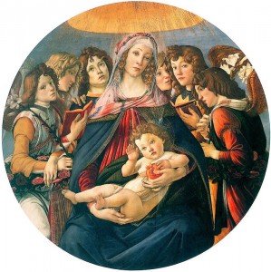 67.1.Мадонна с гранатом (делла Мелаграна) (ок.1487) (144 см) (Флоренция, Уффици)