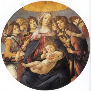 67.2.Мадонна с гранатом (делла Мелаграна) (ок.1487) (144 см) (Флоренция, Уффици).