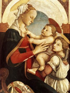 2.2.Мадонна с младенцем и ангелом (1465-1467) (87 х 60) (Флоренция, галл.дель Оспидаль дель Иннокенти).