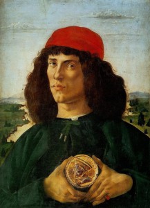 22.2.Портрет молодого человека с медальоном Козимо Медичи (1474) (57,5 x 44) (Флоренция, Уффици)