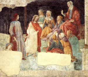60.Семь свободных искусств приветствуют Лоренцо Торнабуони (фреска) (ок.1484) (238 х 284) (Париж, Лувр)