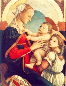 2.1.Мадонна с младенцем и ангелом (1465-1467) (87 х 60) (Флоренция, галл.дель Оспидаль дель Иннокенти)